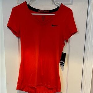 Nike Women's Short Sleeve V-Neck Top - Warm Red M